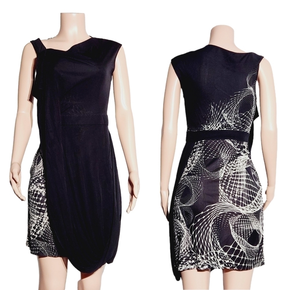 KAREN Milllen Surplice Drape Front 2 Pattern Side Dress Size: 6